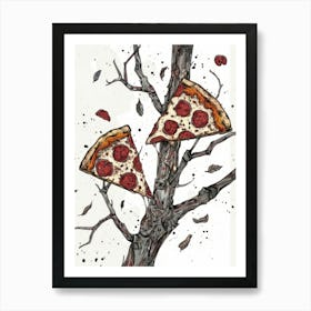 Pizza In The Tree Art Print