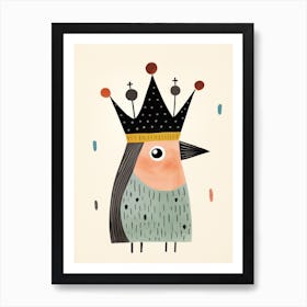 Little Raven 3 Wearing A Crown Art Print