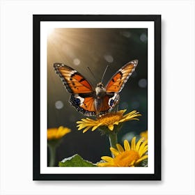 Butterfly On A Flower Art Print