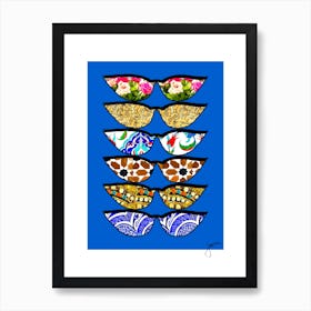 ‎Fashion Sunglasses By Jessica In Blue  by Jessica Stockwell Art Print
