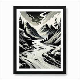 Black And White Mountain Landscape 1 Art Print