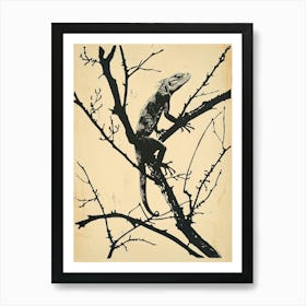 Iguana In The Trees Block Print 6 Art Print