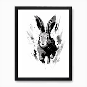 Rabbit Prints Ink Drawing Black And White 3 Art Print