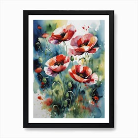Poppy Flowers Abstract Art Print