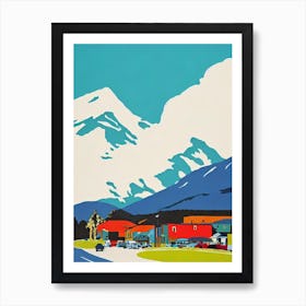 Cardrona, New Zealand Midcentury Vintage Skiing Poster Art Print