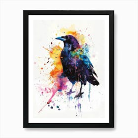 Crow Colourful Watercolour 3 Art Print
