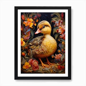 Floral Ornamental Duckling 2 Art Print