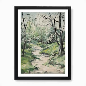 Grenn And White Trees In The Woods Painting 1 Art Print