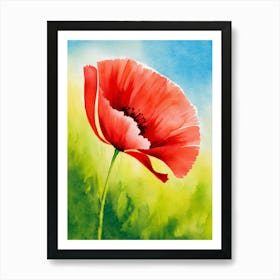 Poppy Watercolor Painting Art Print