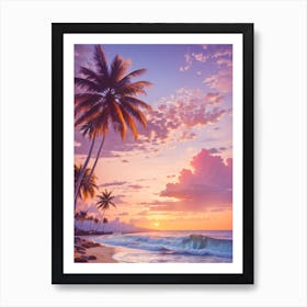 Sunset On The Beach Print  Art Print