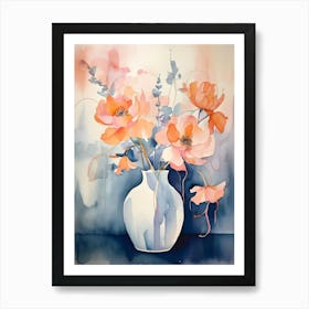 Watercolor Flowers In A Vase 17 Art Print