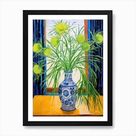 Flowers In A Vase Still Life Painting Love In A Mist Nigella 4 Art Print