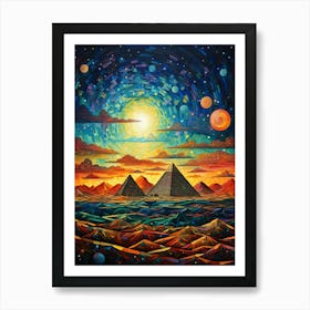 Sands of Time: Pyramids' Legacy in the Skyline Art Print