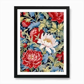 Peonies On A Black Background 2 Art Print