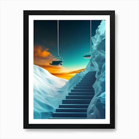 Ski Lifts At Sunset Art Print