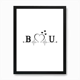Personalized Couple Name Initial B And U Monogram Art Print