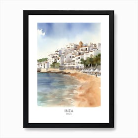 Ibiza Spain Watercolour Travel Poster Art Print