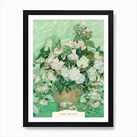 White Roses In A Vase grran Watercolor Art Print
