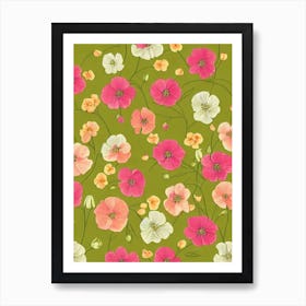 Sweet Pea Repeat Retro Flower Art Print