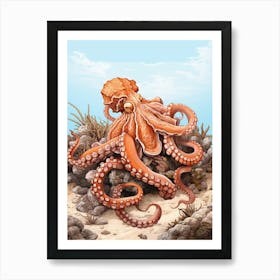 Day Octopus Realistic Illustration 8 Art Print