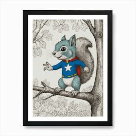 Squirrel In Superhero Costume Art Print