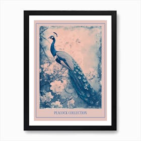 Peacock In The Meadow Cyanotype Inspired 3 Poster Art Print