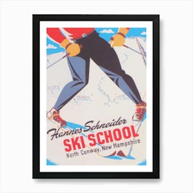 Ski School New Hampshire Vintage Ski Poster Art Print