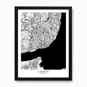 Lisbon White Black Art Print