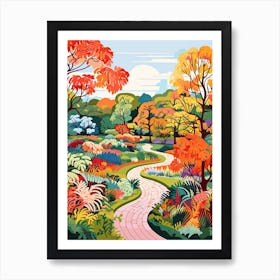 New York Botanical Garden, Usa In Autumn Fall Illustration 2 Art Print