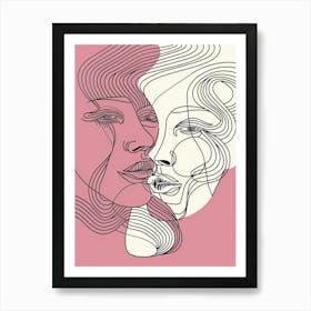 Abstract Portrait Series Pink And White 2 Art Print