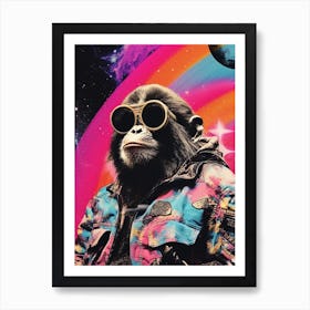 Thinker Monkey In Space Collage 2 Art Print