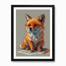 Fox With Glasses Art Print