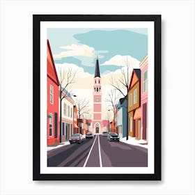 Vintage Winter Travel Illustration Reykjavik Iceland 2 Art Print