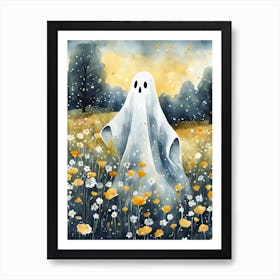 Sheet Ghost In A Field Of Flowers Painting (34) Art Print