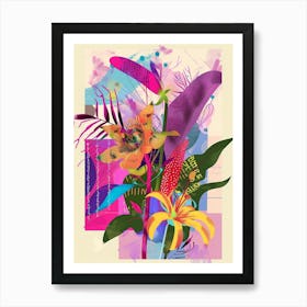 Kangaroo Paw 4 Neon Flower Collage Art Print