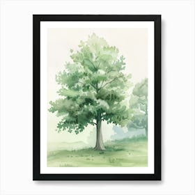 Linden Tree Atmospheric Watercolour Painting 3 Art Print