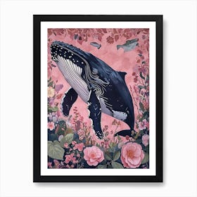 Floral Animal Painting Humpback Whale 1 Art Print