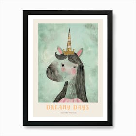 Pastel Unicorn Princess Storybook Style Poster Art Print