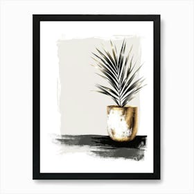 Gold Plant In A Pot Art Print