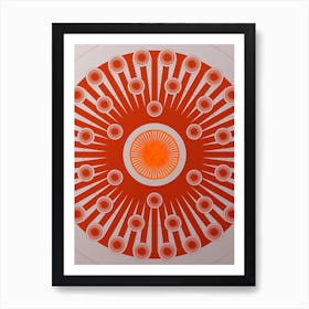 Geometric Abstract Glyph Circle Array in Tomato Red n.0117 Art Print