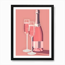 Two Glasses Of Pink Champagne Art Print