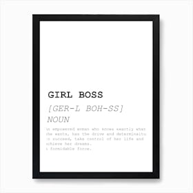 Girl Boss, Funny, Quote, Definition, Dictionary, Kitchen, Print Art Print