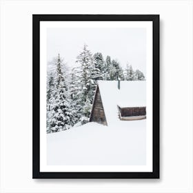 Wood Cabin Snow Day Poster