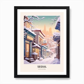 Vintage Winter Travel Poster Seoul South Korea 3 Art Print