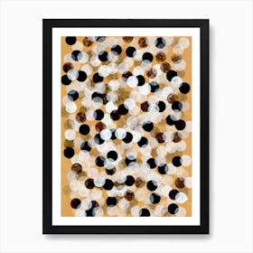 black white beige abstract dots dot circle kusama inspired modern contemporary Art Print