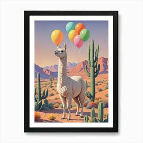 Llama With Balloons Art Print