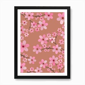 Cherry Blossom | 11 – Soft Brown And Pink Art Print