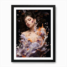 Girl With Flowers 6 Art Print