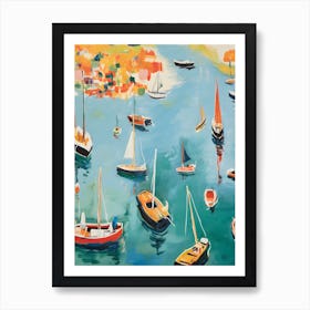 Sailboats In The Harbor Art Print