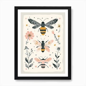 Colourful Insect Illustration Bee 11 Art Print